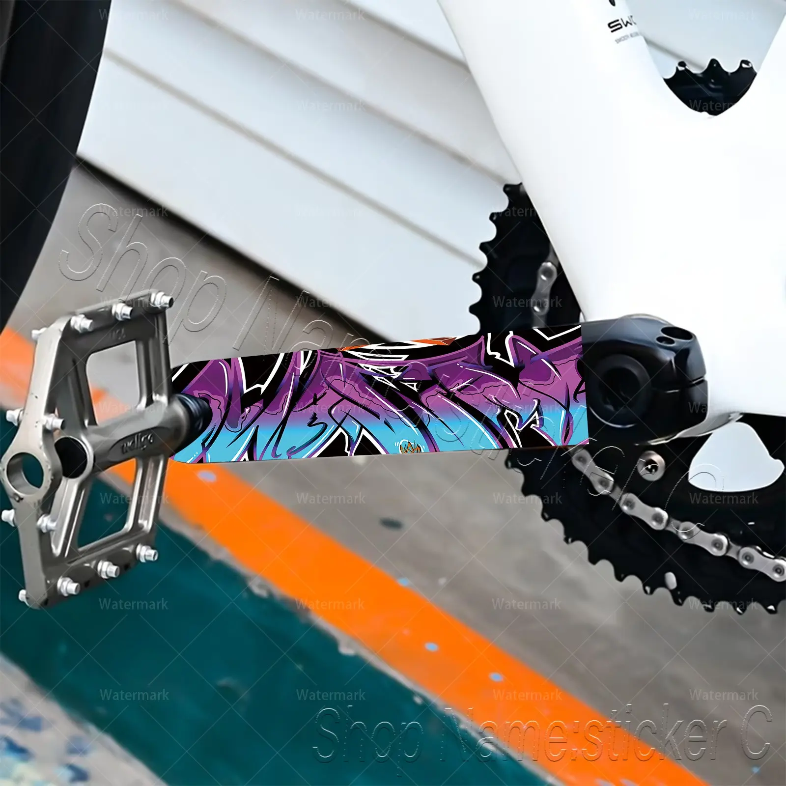 Blue Gradient Bike Crank Stickers, High-Quality Scratch-Resistant Bike Decals, Protective Film for Various Bikes, Decoration