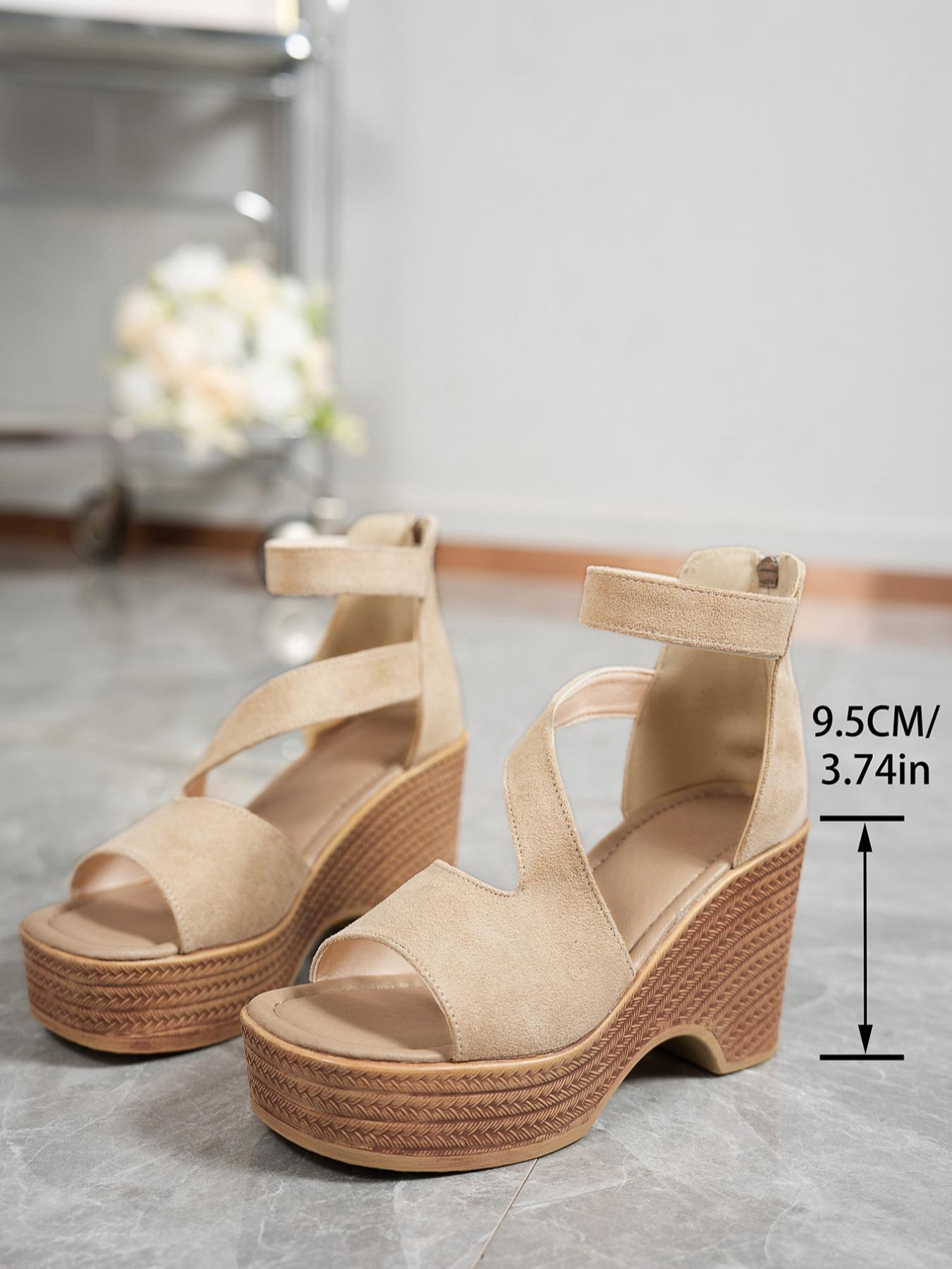 Women's Fashionable Solid Color Boho Style Wedge Sandals, Casual Comfortable Sandals for Beach, All-match Commuter Shoes for Work & Daily Wear