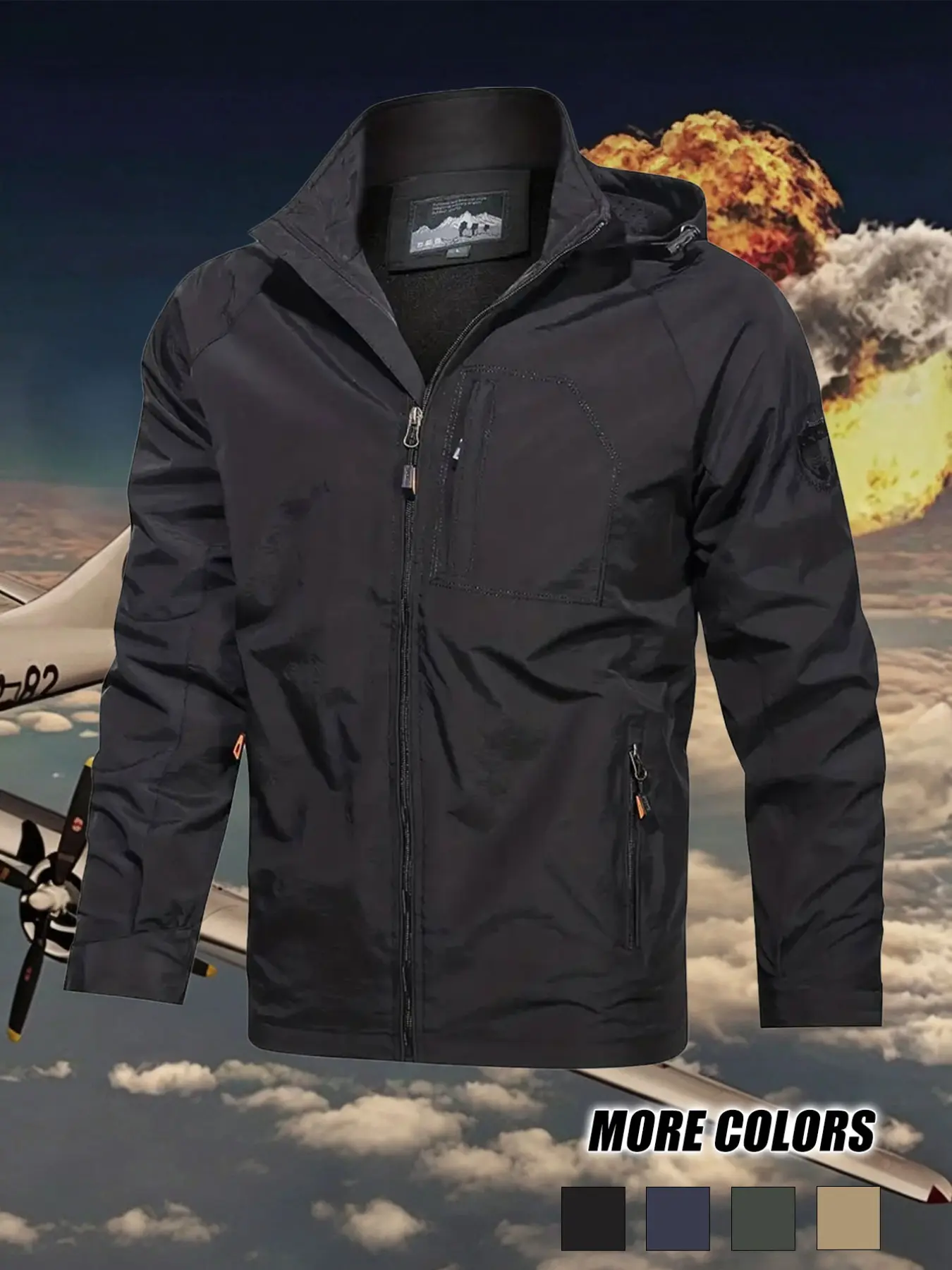 Men's Fishing Jacket, Casual Sporty Outerwear, Versatile Outdoor Waterproof Hooded Coat, Perfect for Hiking and Camping