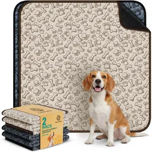 [2 Pack] Washable  Pee Pads - 4 Foot x 4 Foot - Non-Slip   Puppy  Mats for Crates & Playpens