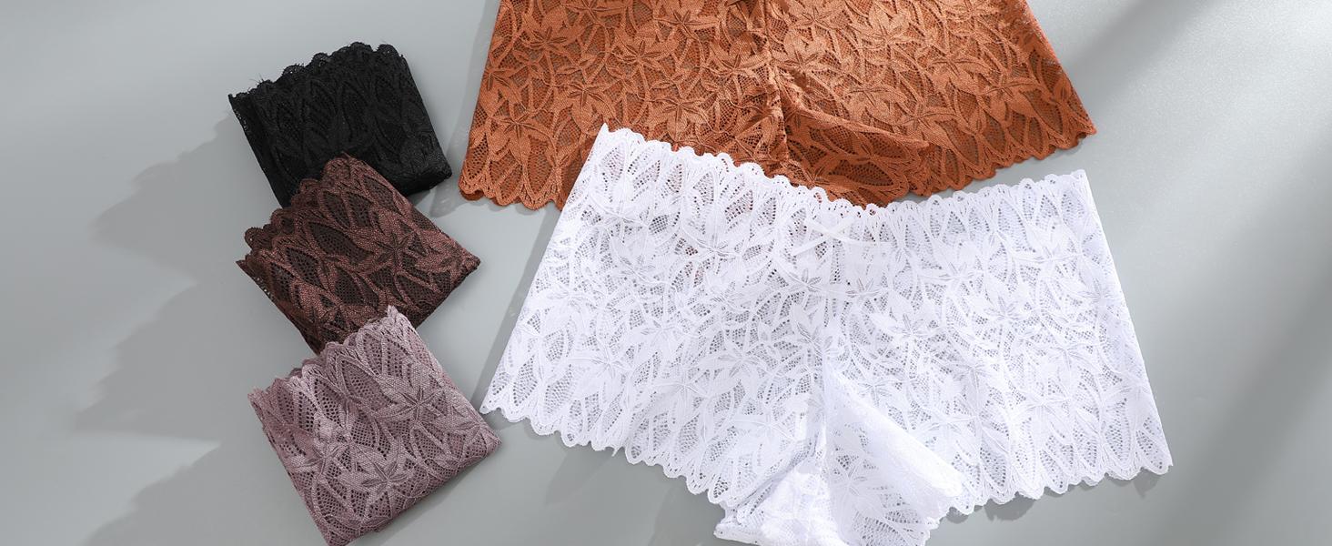 Sexy Underwear Panties for Women Cheeky V Waist Lace Boyshorts Lingerie Plus Size Underwear Gift Wife Women 5 Pack