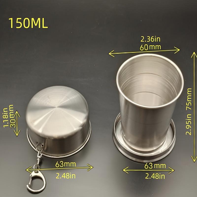 2.54/5.07/8.45oz Stainless Steel Folding Cup, Camping Cookware Retractable Teacups