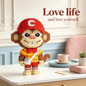 Funny Monkey King 3D Puzzle Building Block Ornament, Home Office Decor, Party Decoration, Ideal Gift, Handmade Craft, Collectible Statue