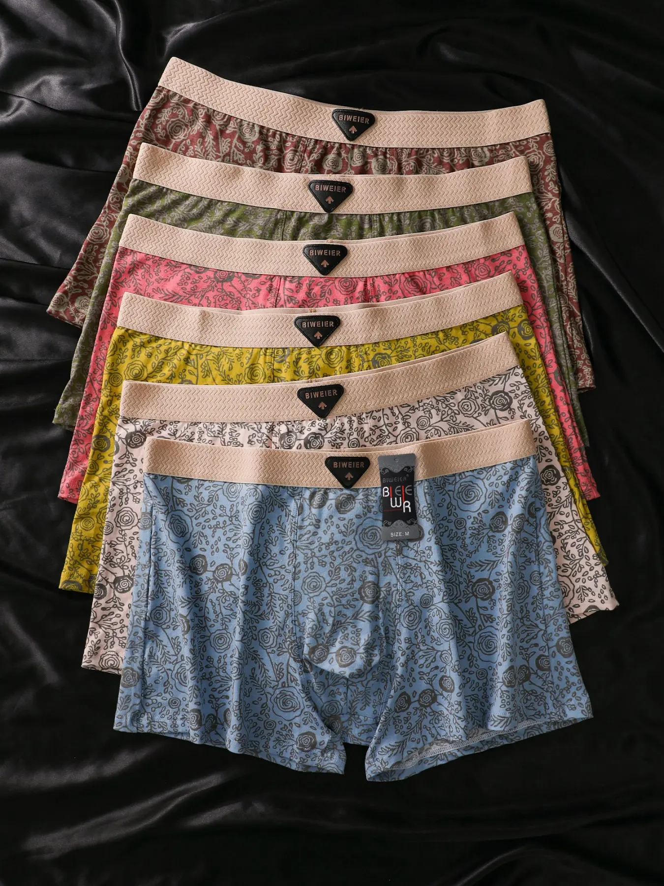 6 Pairs Biweier Men's Vintage Paisley Boxer Shorts, Soft Comfortable Casual Fashion Underwear, Ideal for Sports & Valentine's Gift