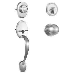 【DealsForYouDays】VEVOR Front Door Handle and Deadbolt Set, Satin Nickel Front Door Lock Set with Interior Knob, Adjustable Hole Spacing Single Cylinder Handleset, for Right and Left Handed Entrance and Front Door