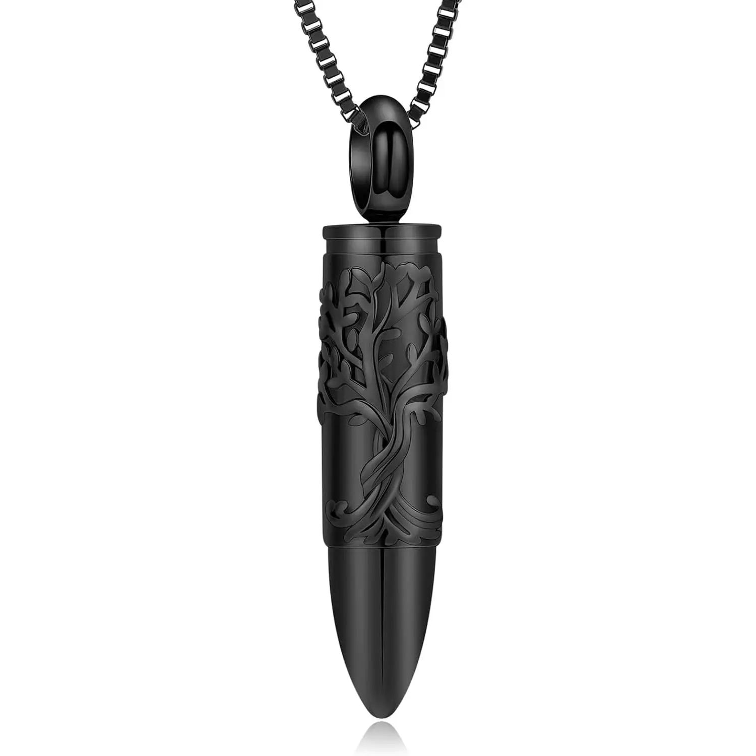Bullet Cremation Ashes Jewelry Tree of Life Keepsake Urn Necklace  Ashes Stainless Steel Memorial Pendant  Women Men