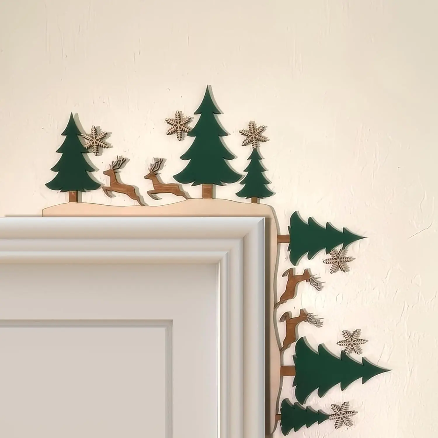 Christmas Door Topper Holiday  Decor Funny Snowman Santa Claus Top Door Frame Corner Sign Decorations, Windows Walls DIY Craft for Christmas Party Ornament (Christmas Trees)