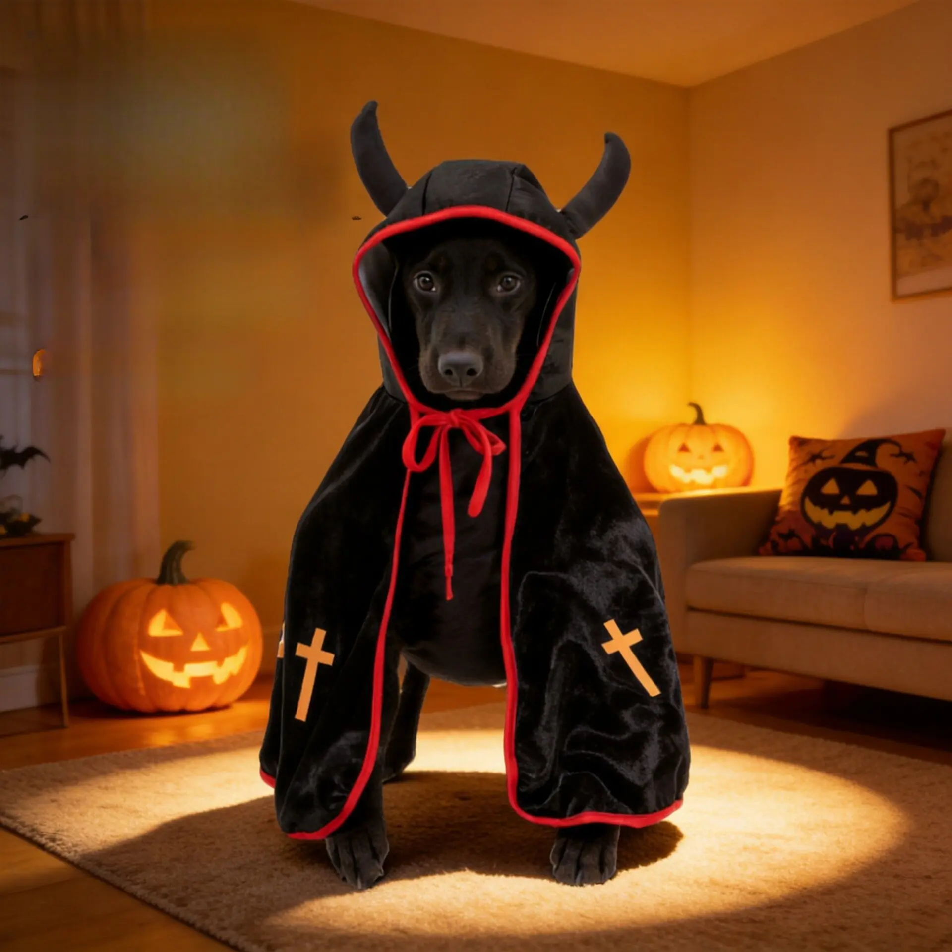 Halloween Pet Vampire Cape Costume Set - Polyester Fiber Festive Look Party Cosplay Outfit for Kittens, Puppies, Small Cats & Dogs, Fashion Accessory Set