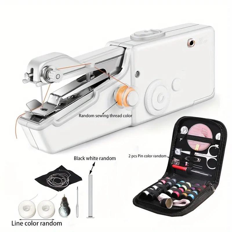 Portable Mini Handheld Electric Sewing Machine, 1 Set Practical Quick-Stitch Sewing Tool for Home Use, Sewing Supplies and Crafts, Birthday Gift Ideas and Gifts for Girlfriend (Batteries Not Included)