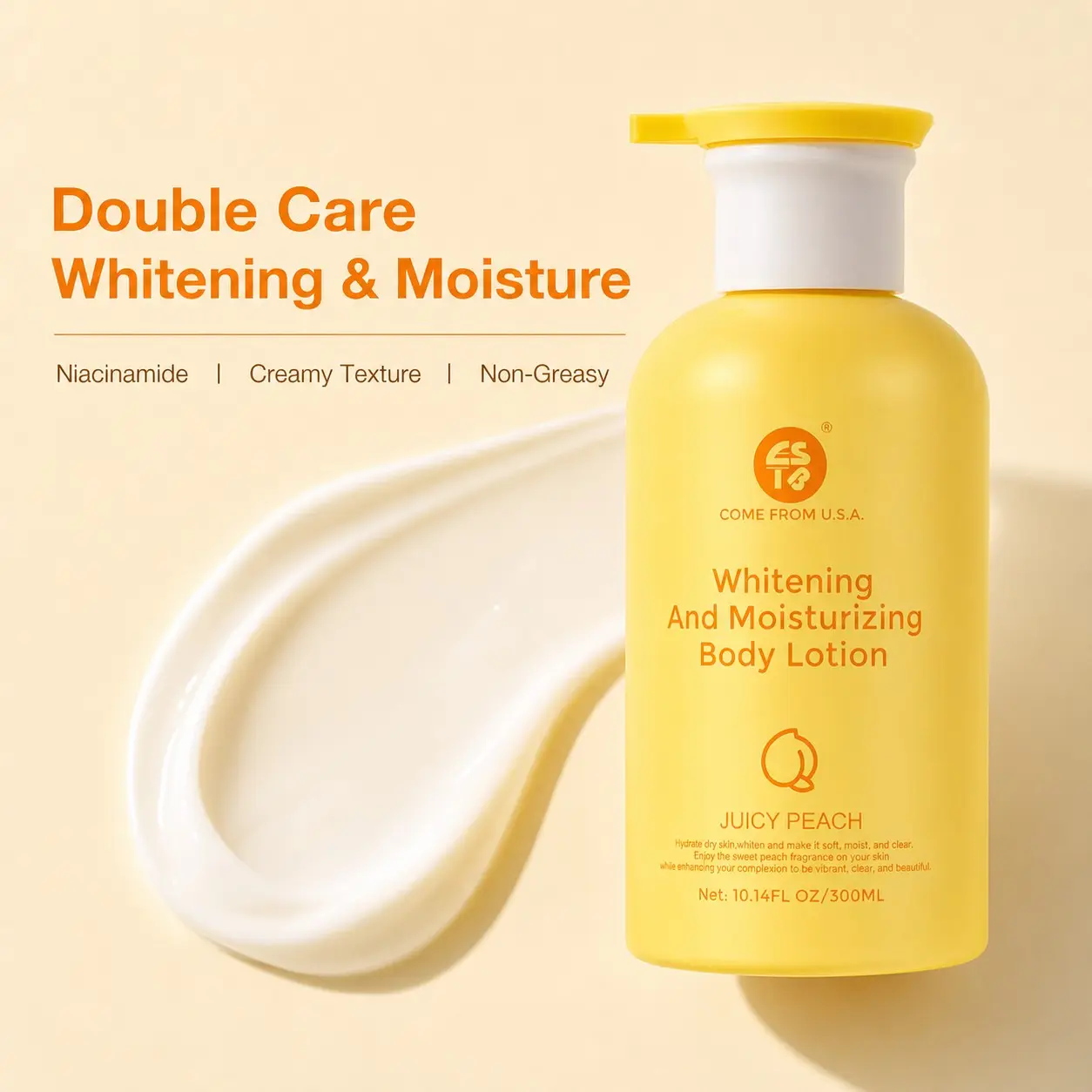 Large Capacity 300ML Whitening Body Lotion, Hydrating Non Greasy, Four Scents (rose, Peach, Cherry Blossom, Thai Mango Lime), Macaron Series