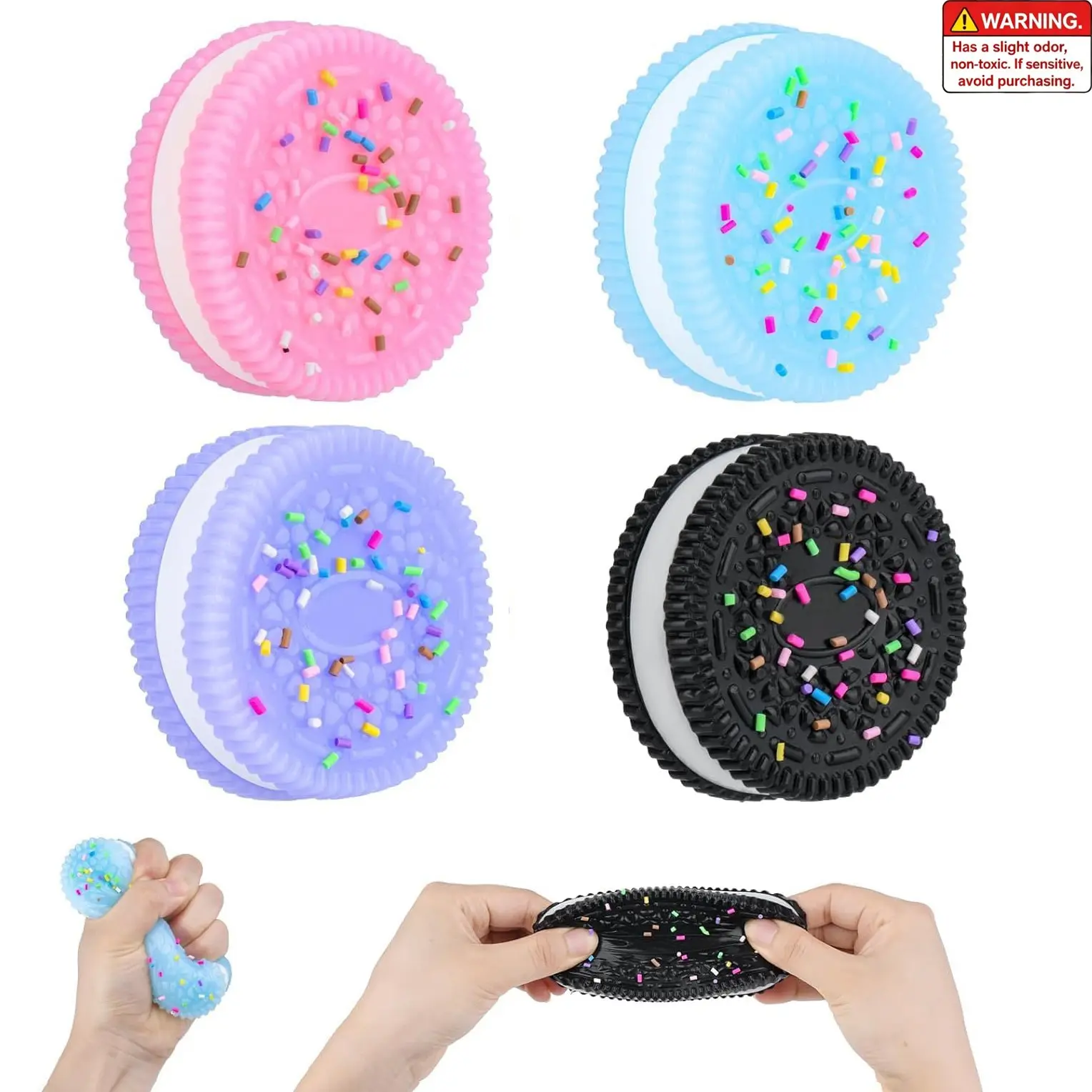 4Pcs Taba Fidget Squishy Toys, Ultra Soft Stress Relief Toys for Kids Adults, Kawaii Cute Cookies Squeeze Sensory Toys, Decompression Anxiety Relief Party Favors Gifts for Girls & Boys, Squishy Series