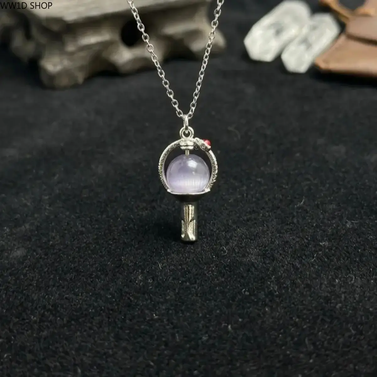 KPop Light Stick Pendant Necklace, ARMY Inspired Collarbone Choker for Women and Men, Fan Jewelry for Concerts