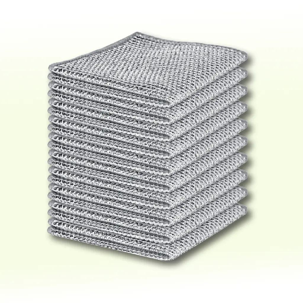 10-Pack Double-Sided Steel Wool Sponge Cloth, One Side for Burnt Food One Side for Gentle Wipe, Kitchen Cleaning Set, Easy Storage microfiber polishing toallitas demicrofibra rags wire supply durable non scratch dishcloth heavy-duty non-scratch Reusable