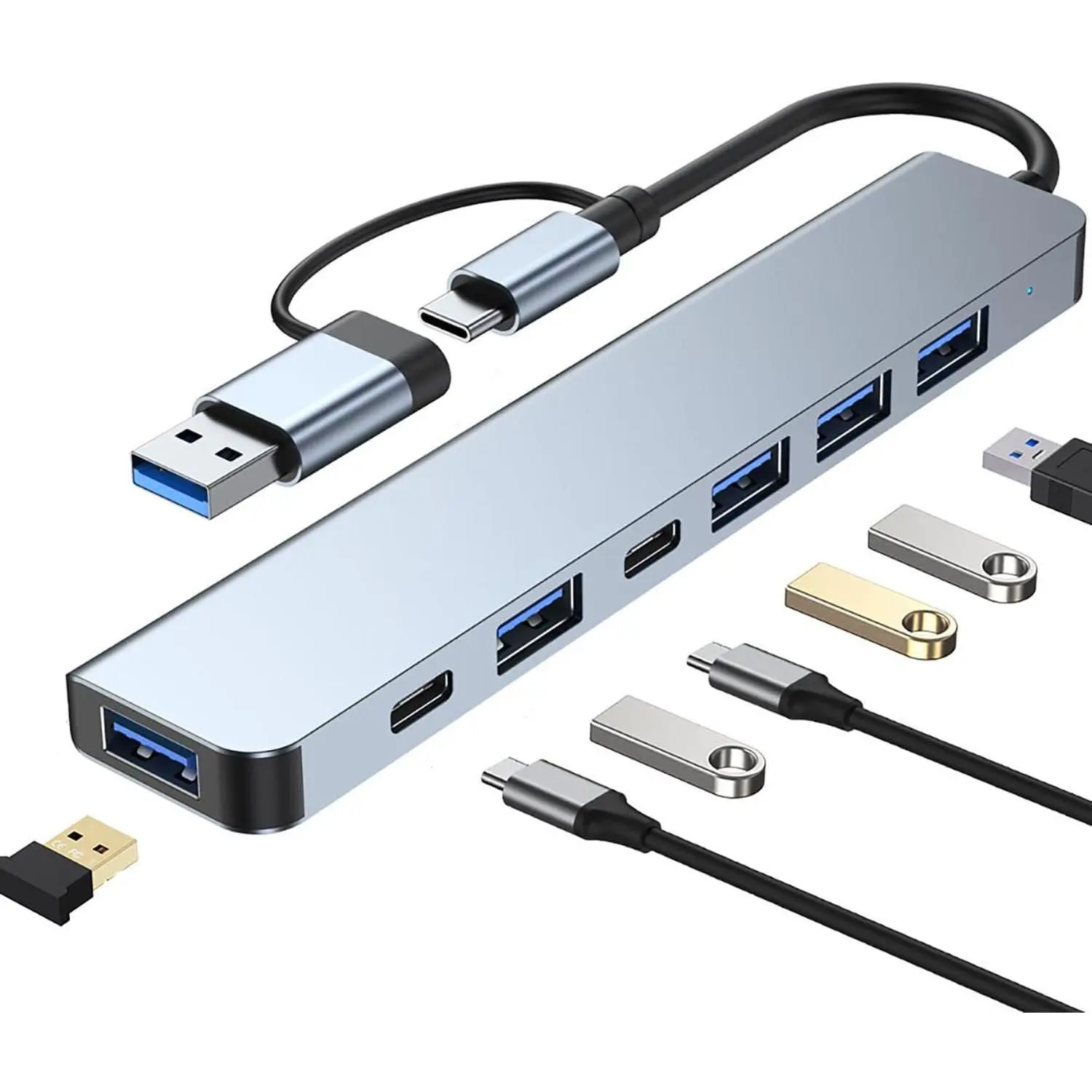 USB C Hub 7 in 1 Multiport Adapter, with USB 3.0, USB 2.0 Type-C Data PD  Ports for Laptop, PC, Desktop and Other Type C Devices