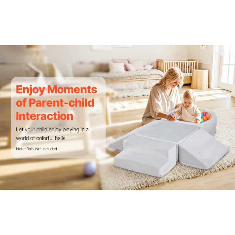 VEVOR Climbing Toys, 5-Piece Set, Foam Climbing Blocks for Toddlers 6 Months to 3 Years, Baby Climbing Blocks with Ball Pit (Balls Not Included), Indoor Climb and Crawl Activity Playset for Crawling