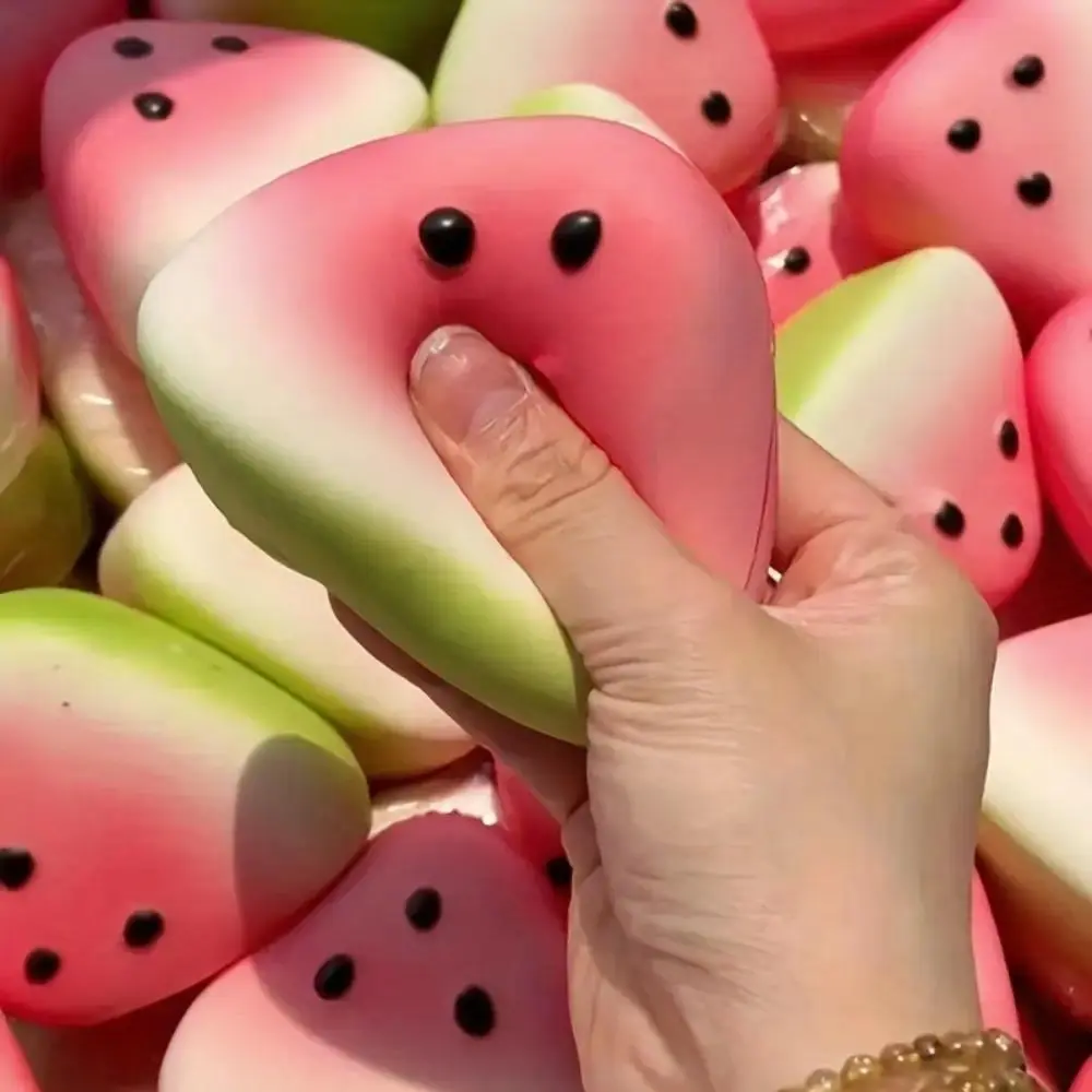 Festive Pink & Green Watermelon Squeeze Toy - Soft Squishy, Cells-Included, Kids Party Favors, Playful Texture, For Kids, Classroom Rewards, Holiday Gift, Universal USB Mobile Light Accessory