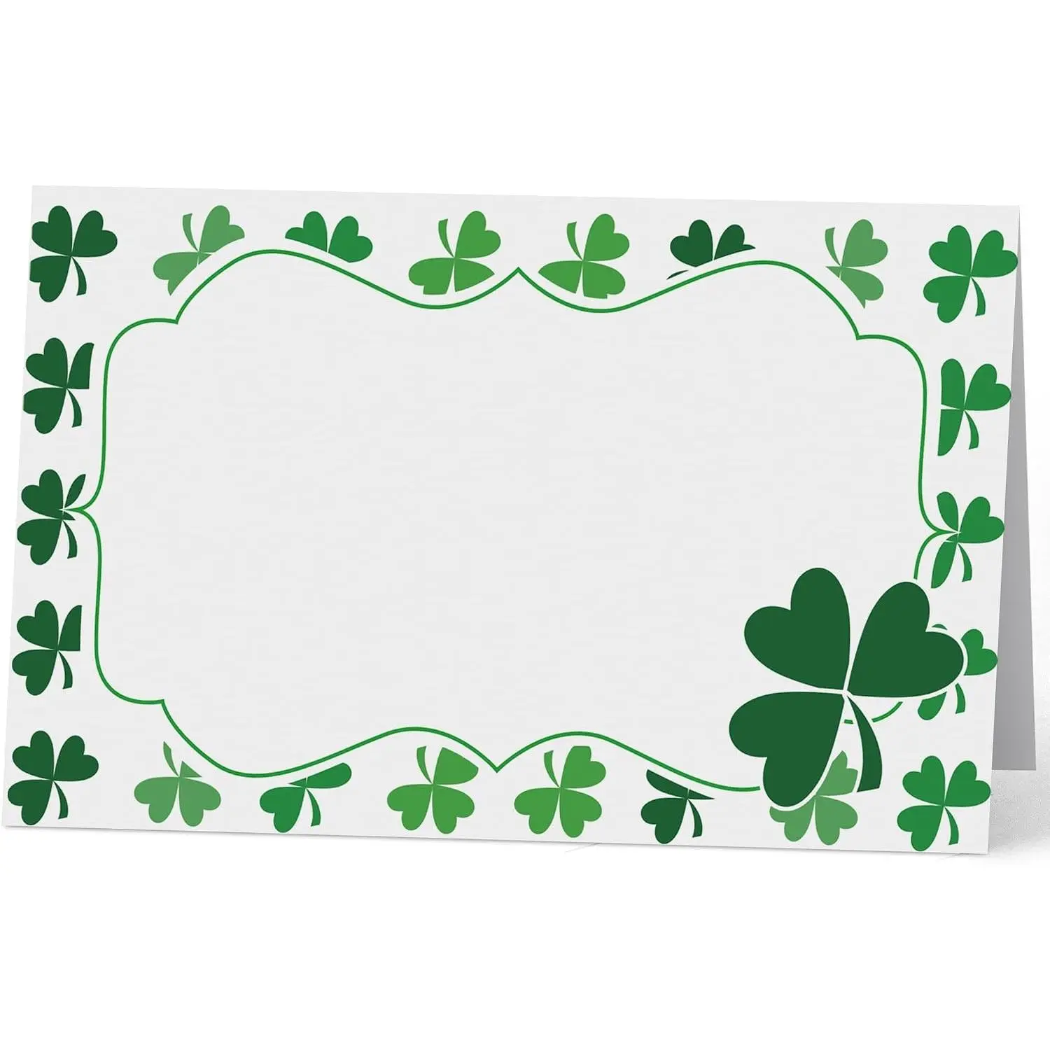 2*3.5 Inch 20pcs St. Patrick's Day Place Cards, Green Shamrock Party Tent Cards for Food Labels Seating Names Treat Tables, Perfect St. Patrick's Day Party Favor Decor for Small Gifts
