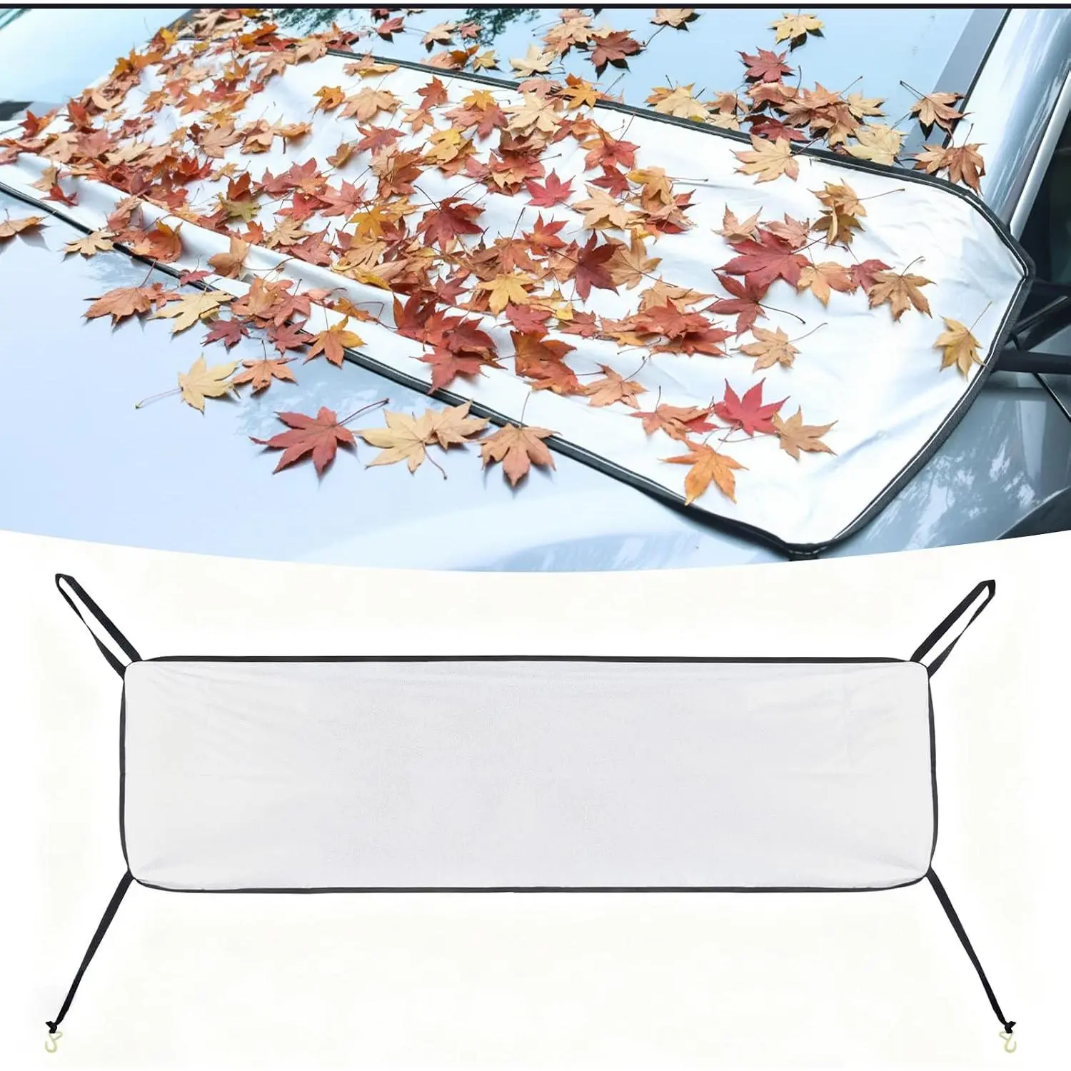 -  Front Windshield Cover Shade - 66.9"×17.7" Windshield Snow Cover, Snow & Leaf-Proof Windshield Protector,  Fit for Dust(  Leaf Protector)