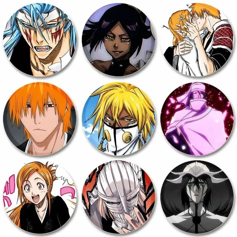 2026 new hot item 32/44mm Anime BLEACH Cartoon Characters Brooches Cosplay Delicate Badge for Collar Backpack Hat Decoration Handmade Enamel Pins