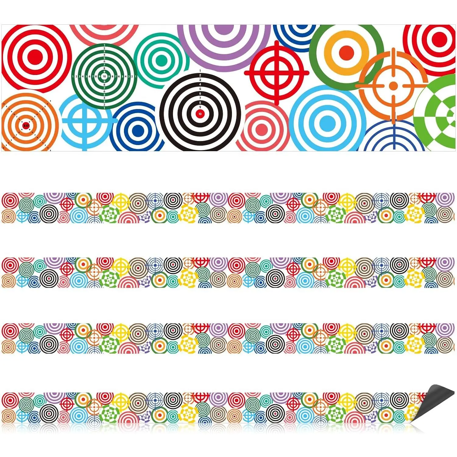 24 count  Strips Retro  Border for Classroom Whiteboard Bulletin Board Decorative Strips with Adhesive Borders for Bulletin Chalkboard(Ring)