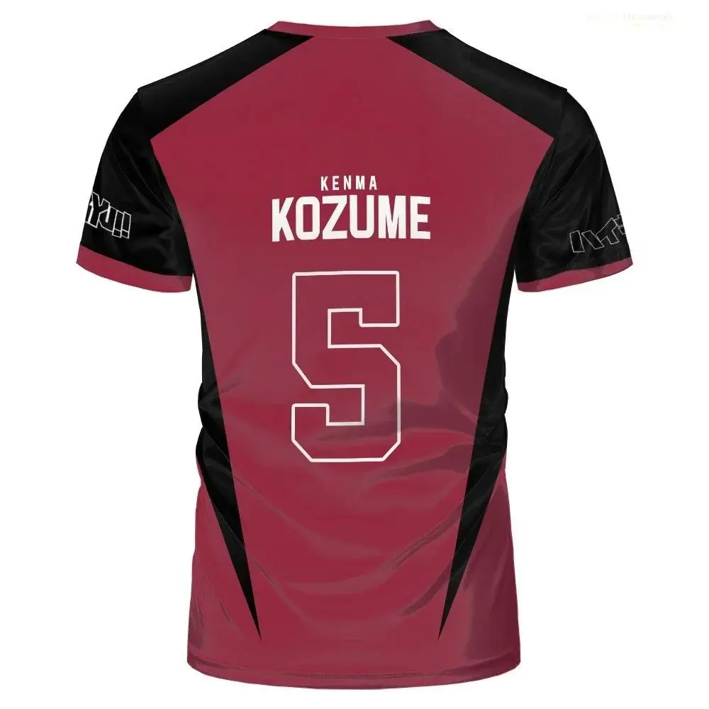 Anime Haikyuu Nekoma Jersey Uniform T-shirt Kozume Tetsurou Kuroo Cosplay Costume High School Volleyball Club Men Sportswear Tee