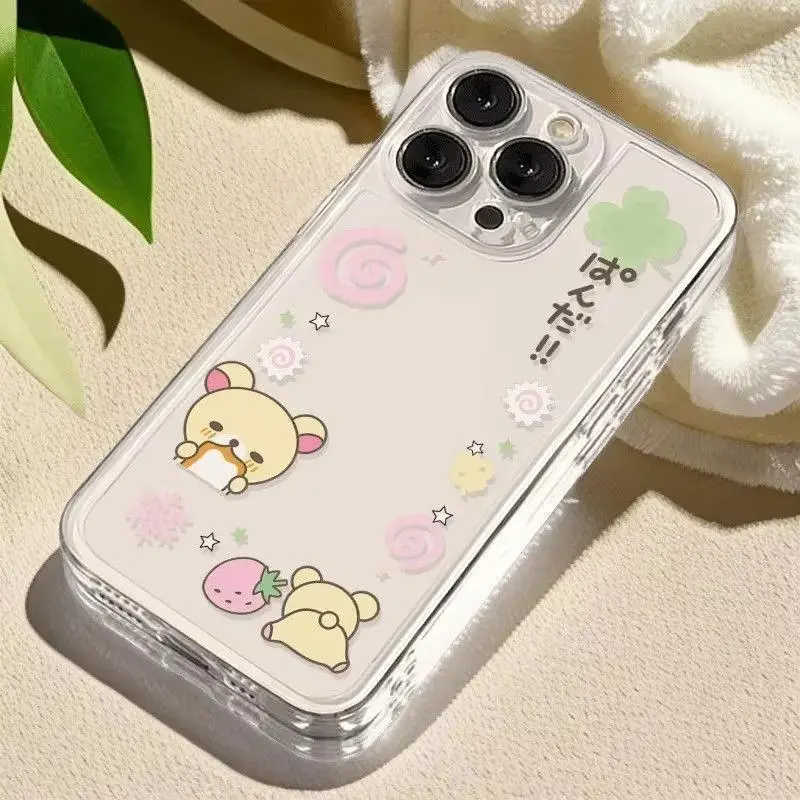 Strawberry R-Rilakkuma Clear Case for iPhone 17 16 15 14 13 12 Mini 11 Pro Max XS X XR 8 7 Plus & Samsung Galaxy S26 Ultra S25 S24 S23 S22 S21 PlusShockproof Silicone Cover Funda