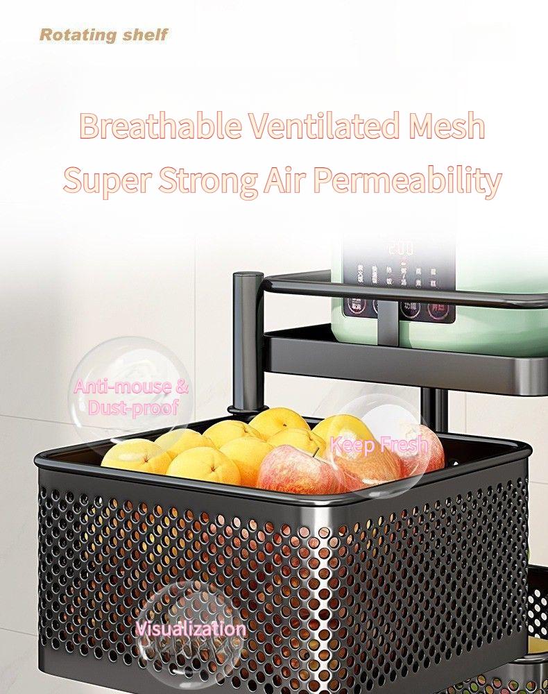 Rotatable multi-layer floor-standing bedroom cart, kitchen storage rack, multifunctional household snack rack, bedside rack