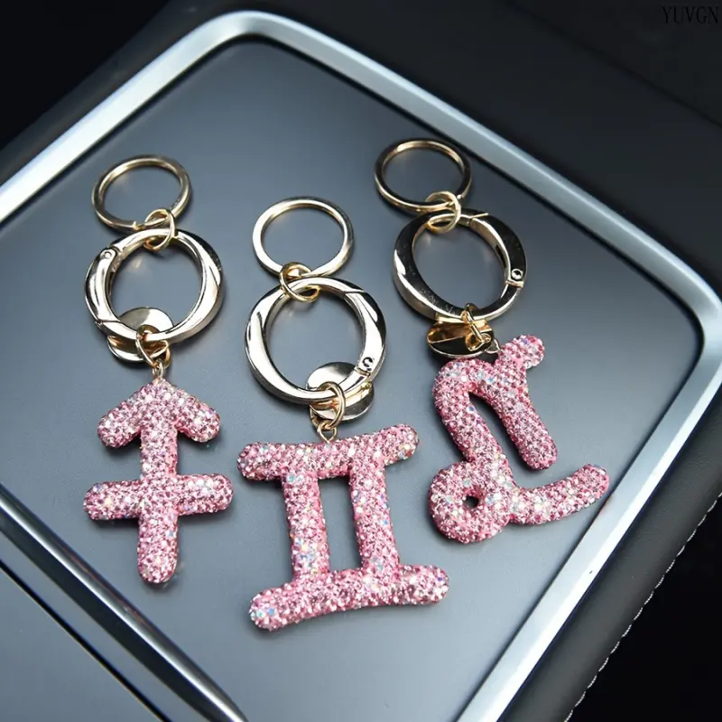 Sparkling Symbolic Zodiac Dangle Keychain, Decorative Constellation Bag Chains and Charms, Leisure Accessory for Backpacks, Handbags, Car Keys