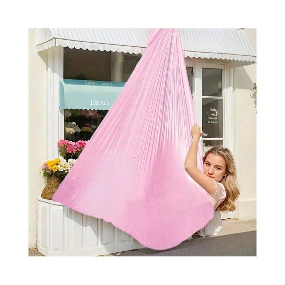 Swing with 360 Degree Rotating Ring, Portable Swing Hammock, Size 59x110 Inches, Elastic, Includes Hardware, Ideal for Yoga Camping Picnic