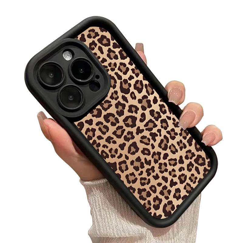 Leopard Print Pattern Case for iPhone17 Pro Max, Air 16 15 14 Pro Max 13 12 11 XR XS Plus Shockproof Drop Protection Rugged Durable Silicone Cover