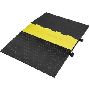 【DealsForYouDays】VEVOR Rubber Cable Guard, 5-Channel, 22000 lbs per Axle Load Capacity, Durable Cord Protection Ramp with Hinged Lid for Driveway, Speed Control, and Accessibility Compliance for Both Indoor Outdo