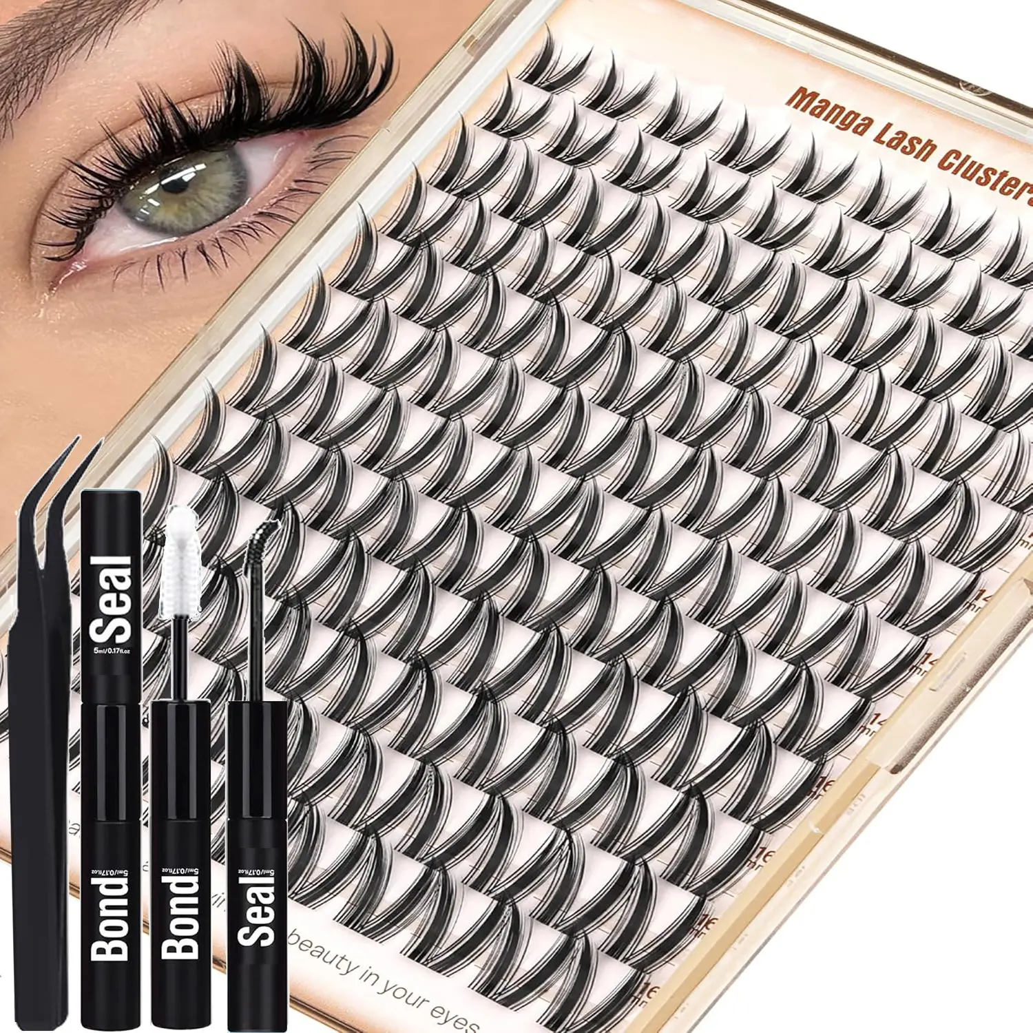 120 Pcs Bunny Lash Set, Natural 3D Wispy Fluffy Eyelash Clusters False Eyelashes, Lightweight DIY Extension Kit, D Curl Mixed Lashes, Includes Adhesive & Sealant