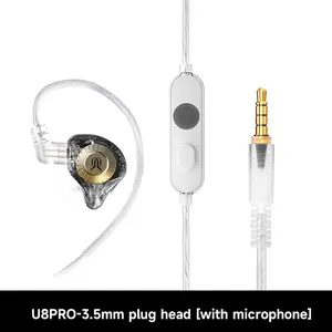U8pro 3.5mm Jack Wired In-Ear Monitor Earbuds, Detachable Cable, Inline Control, HiFi Stereo for Gaming, Streaming, Pcs, Laptops, Androids