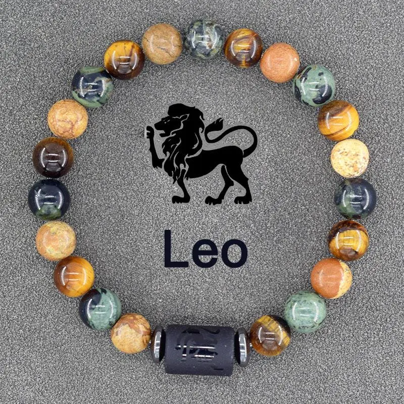 Unisex Astrological Zodiac Sign Link Bracelet - Adjustable Cancer, Virgo, Leo, Libra Bangles - Personalized Non-Natural Crystal Jewelry for Friendship, Birthday Gifts