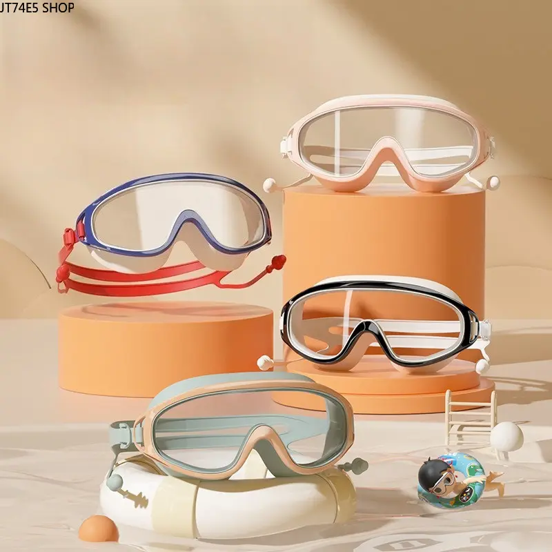Kids Large Frame Flat Light Swimming Goggles, HD Waterproof Anti-Fog Diving Glasses for Boys & Girls, Professional Cross-Border Children Swim Eyewear