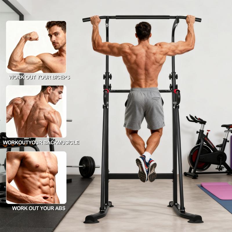 Pull-up bar and double-bar pull-up machine, strength training tower, specifically for home gyms, height-adjustable heavy-duty multi-functional strength training and fitness equipment