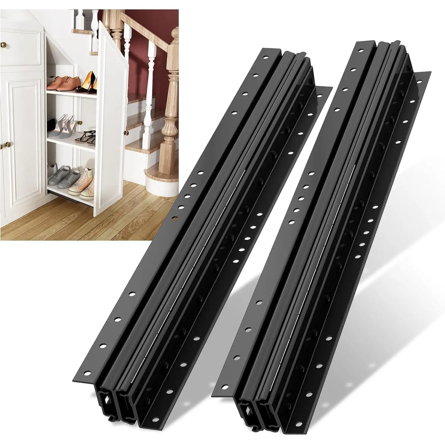 36-Inch Undermount Heavy-Duty Ball Bearing Slides (1 Pair), 260 lb Full Extension, 2.0mm Steel, Rust-Proof, Smooth Glide, Concealed Mount for Kitchen Corner & Storage Cabinets