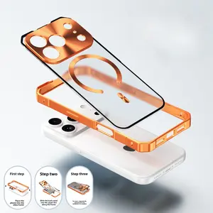 PETSUN QPS Magnetic Cellphone Case for iPhone 17 Pro Max (6.9in) - MagSafe Compatible, Ultra-thin Military Grade Protection Bumper Casing with Screen Protector, Orange Phone Accessories for Handheld Devices