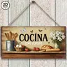 2D Panel, Spanish Cooking Quote Cocina con Amor, Rustic Style Kitchen Wall Decor with Hooks for Home, Cafe, Restaurant, Vintage Wooden Sign, Farmhouse Decoration, Easy to Install Kitchen Ornament, Decorative Wall Art, Farmhouse Wall Art, Decoration Items