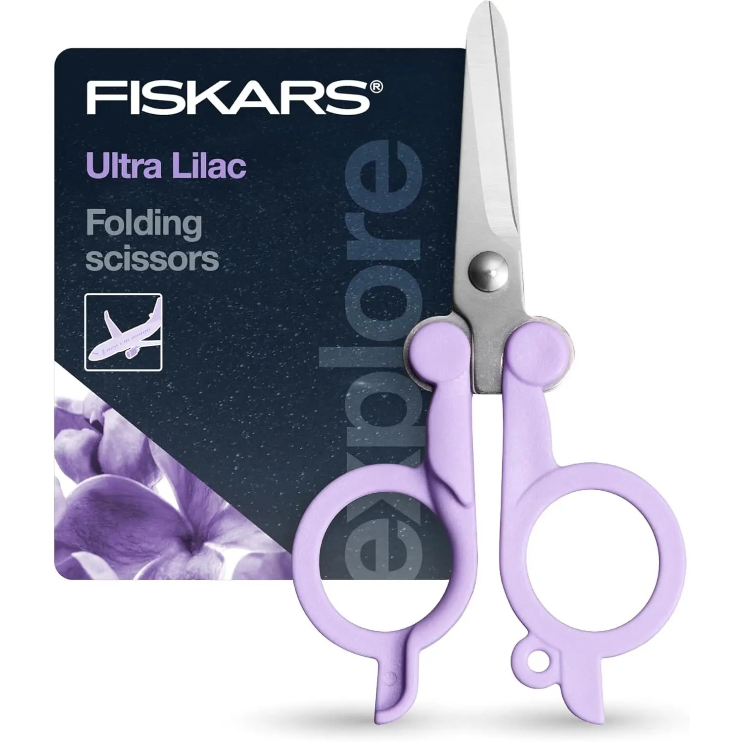 Fiskars Explore Folding Scissor, Designer Collection, Ultra Lilac, Travel Friendly