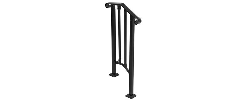 Step Handrail Fit for 1-2 Steps Flexible Porch Railing for Outdoor Steps Steel Stair Railing for Garden, Yard or Porch Black