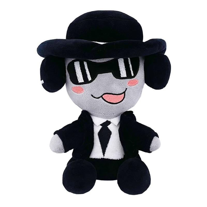 Forsaken Chance Plush Doll, Roblox Game Character Stuffed Toy, Cute Black Suit Agent Plushie, Perfect Gift for Game Fans & Kids