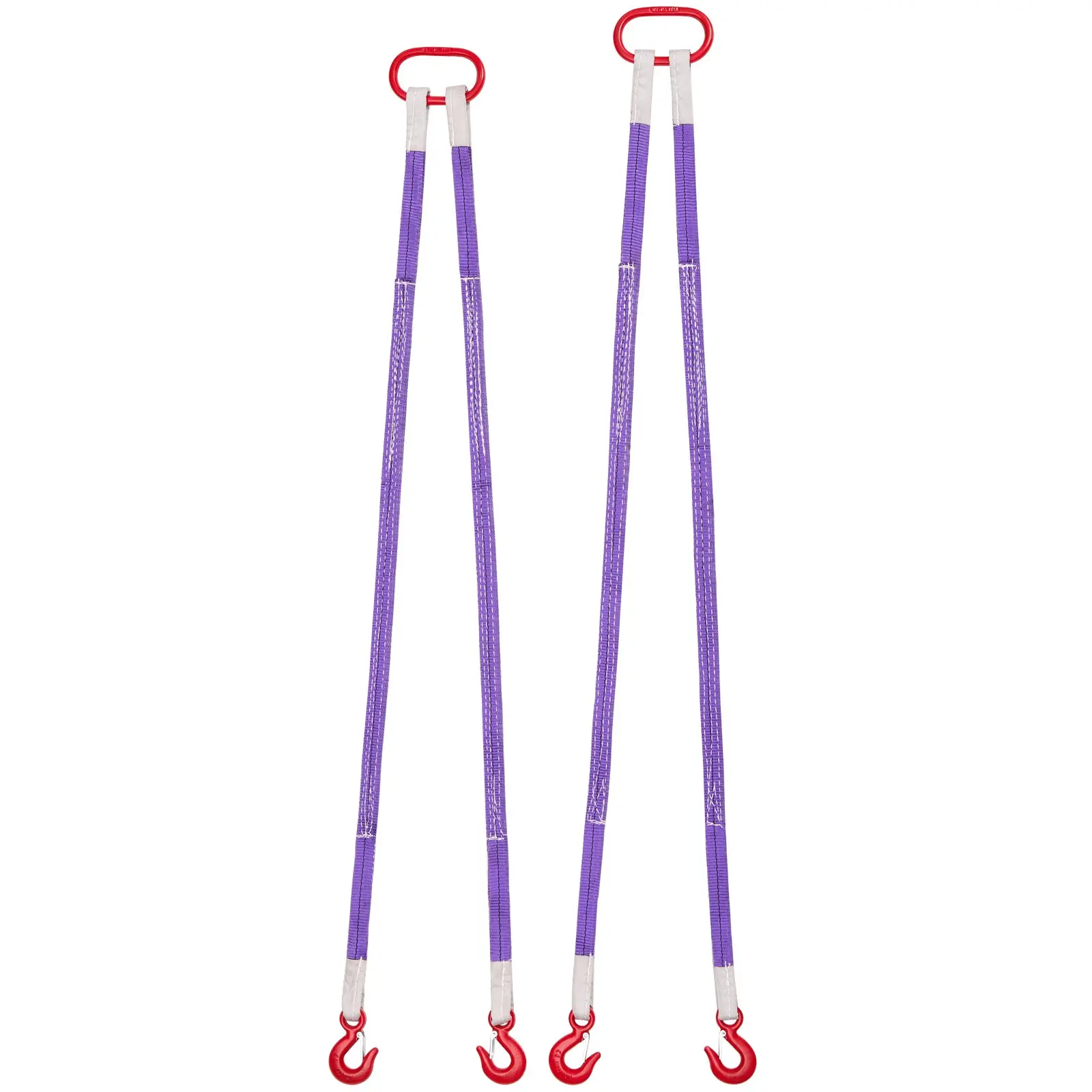 VEVOR Lifting Sling Straps, 2Pcs Two-Leg Polyester Bridle Sling with Hooks, 4400LB Capacity, 5Ft Heavy Duty Rigging Strap, Thickened Wear-Resistant Webbing Slings for Engines Cranes Hoists Truck