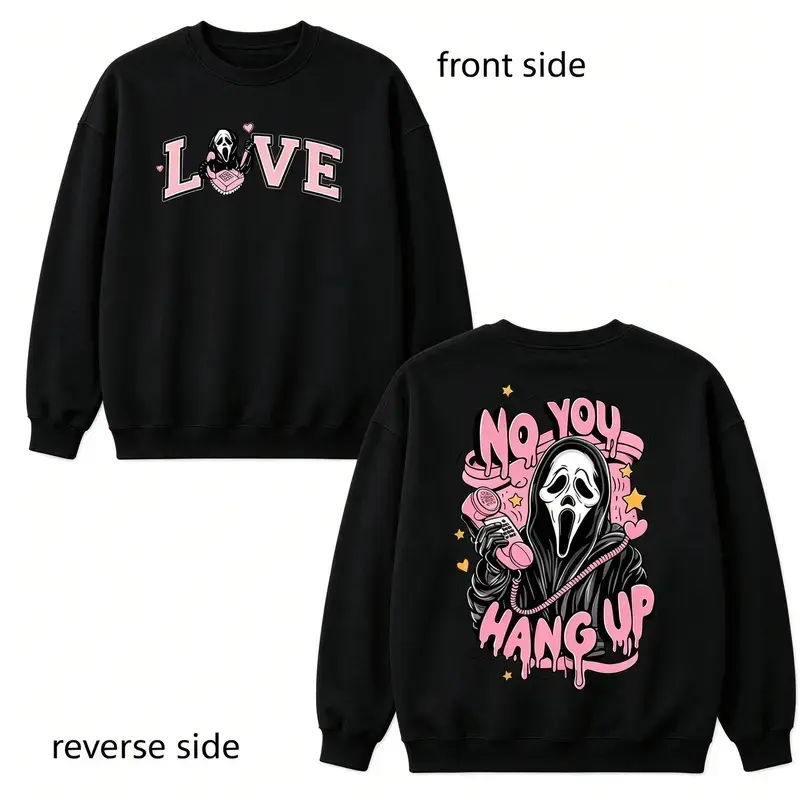 Cotton Fashion Sweatshirt - Y2K Scream Ghostface Stuff Printed Pullover, Soft Loose Long-Sleeve Hoodie for Casual Office Outdoor Streetwear Clothing Sports Top