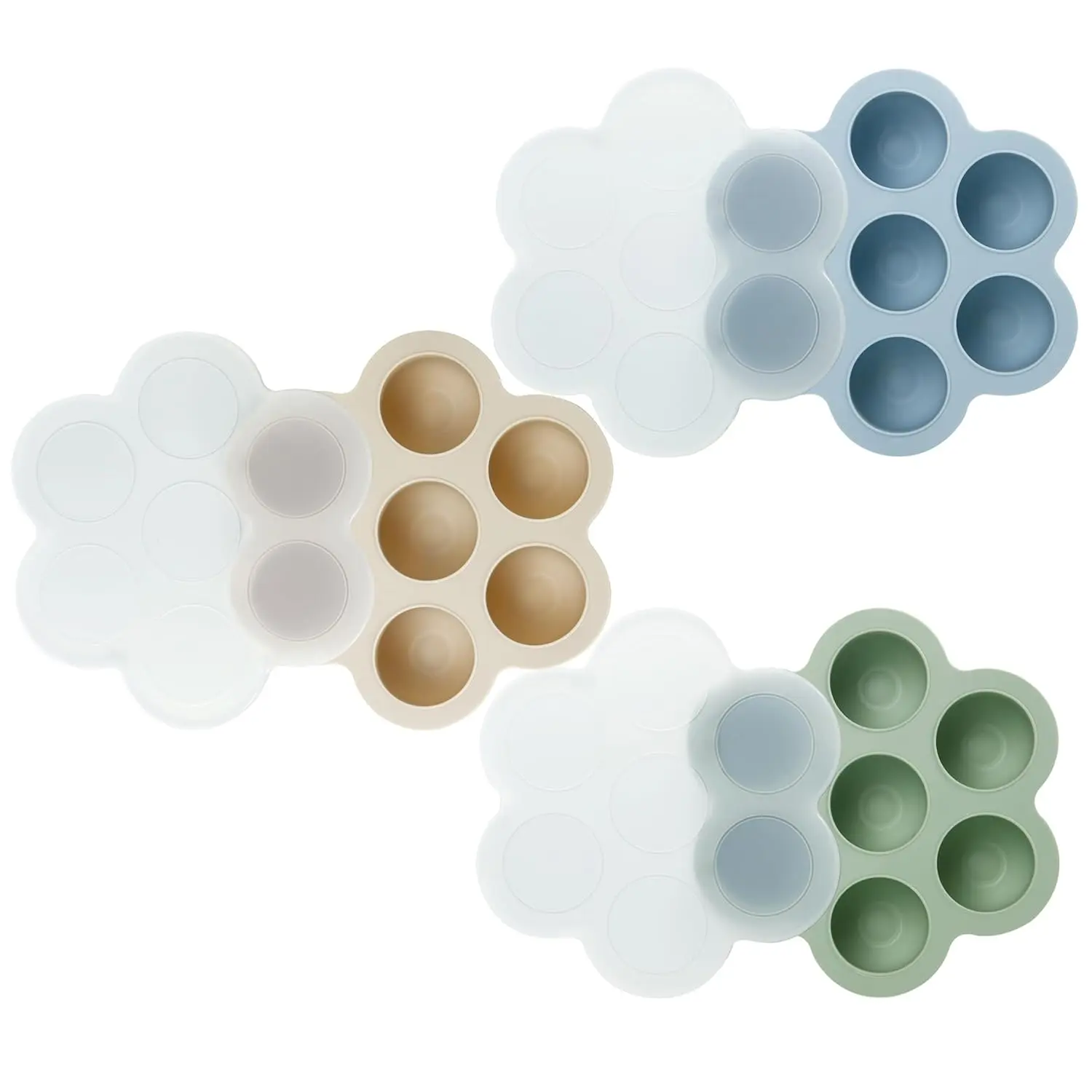 3 Pack Baby Food Freezer Tray with Lids, Silicone Baby Food Storage Container for Homemade Baby Food, Purees, Breastmilk (Blue/Green/Carnation)Gift.
