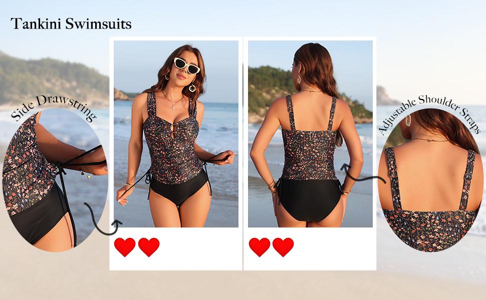 Womens Two Piece Tankini Swimsuits Tummy Control Bathing Suit Sexy O Ring Cutout Swim Suits 2026