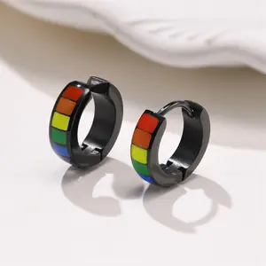 Trendy and unique stainless steel ear clips, rainbow geometric fashion creative ear accessories