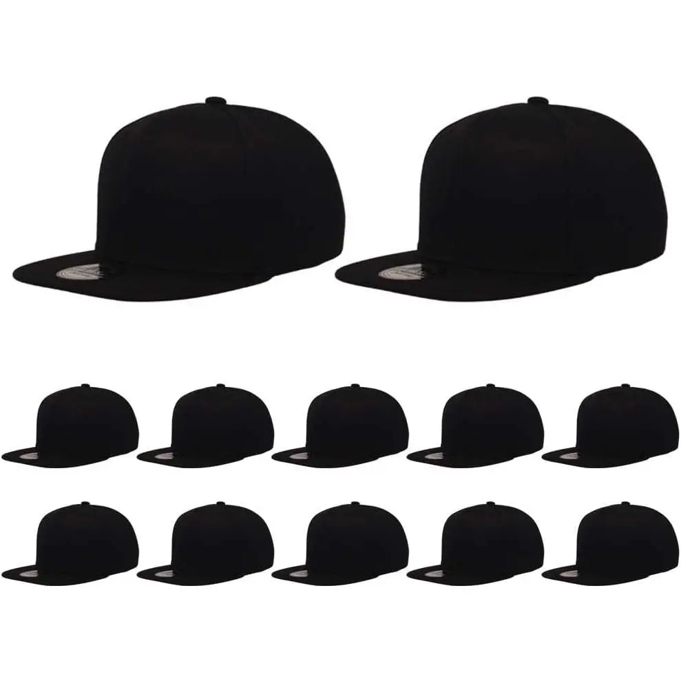 Plain Flat Brim Snapback Baseball Caps Adjustable Blank Hats Wholesale 12 PackGift