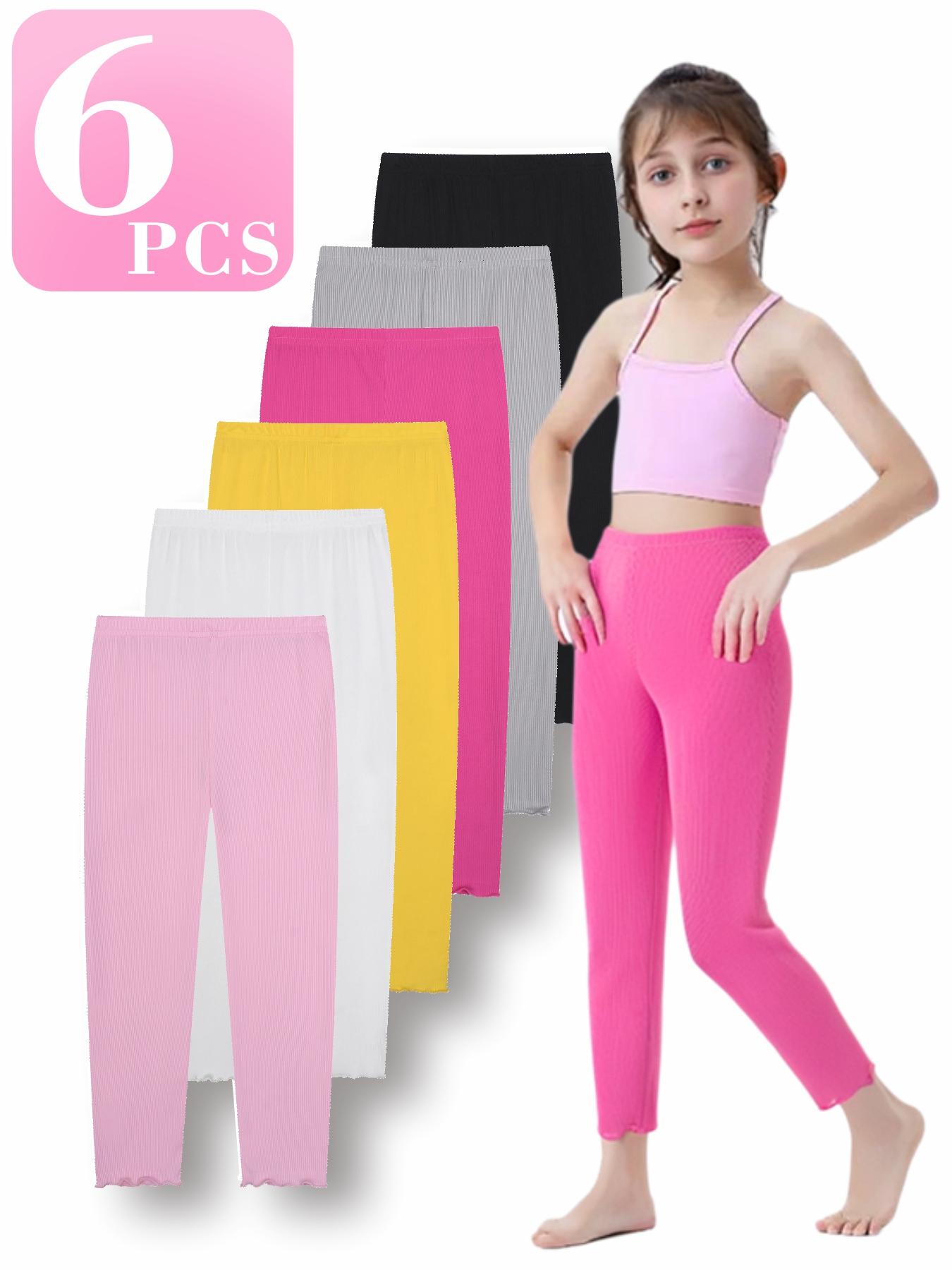 Girl's Solid Color Leggings, Casual Comfy Breathable Skinny Pants for Daily Wear, Kids Bottoms for All Seasons
