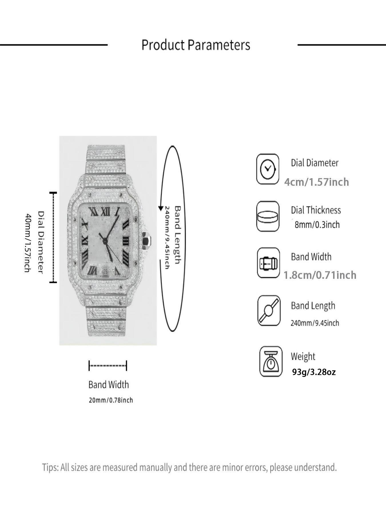 A square-shaped men's quartz watch featuring a starry sky design on the dial, stainless steel strap, diamond embellishments, and Roman numerals, Modern Fashionable Wristwatch, Casual Trendy Wristwatch, Quartz Analog Watches